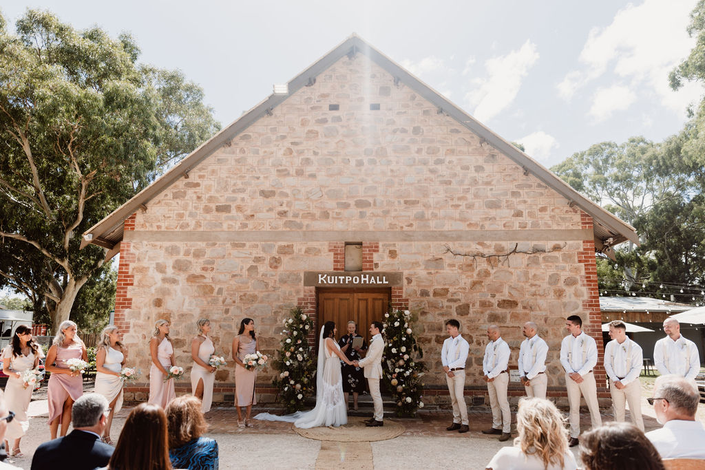 Kuitpo Hall is an enchanting dry-hire wedding venue built in 1926 and set on the edge of Kuitpo Forest on the Fleurieu Peninsula, offering a peaceful backdrop and complete flexibility to build your day your way.
