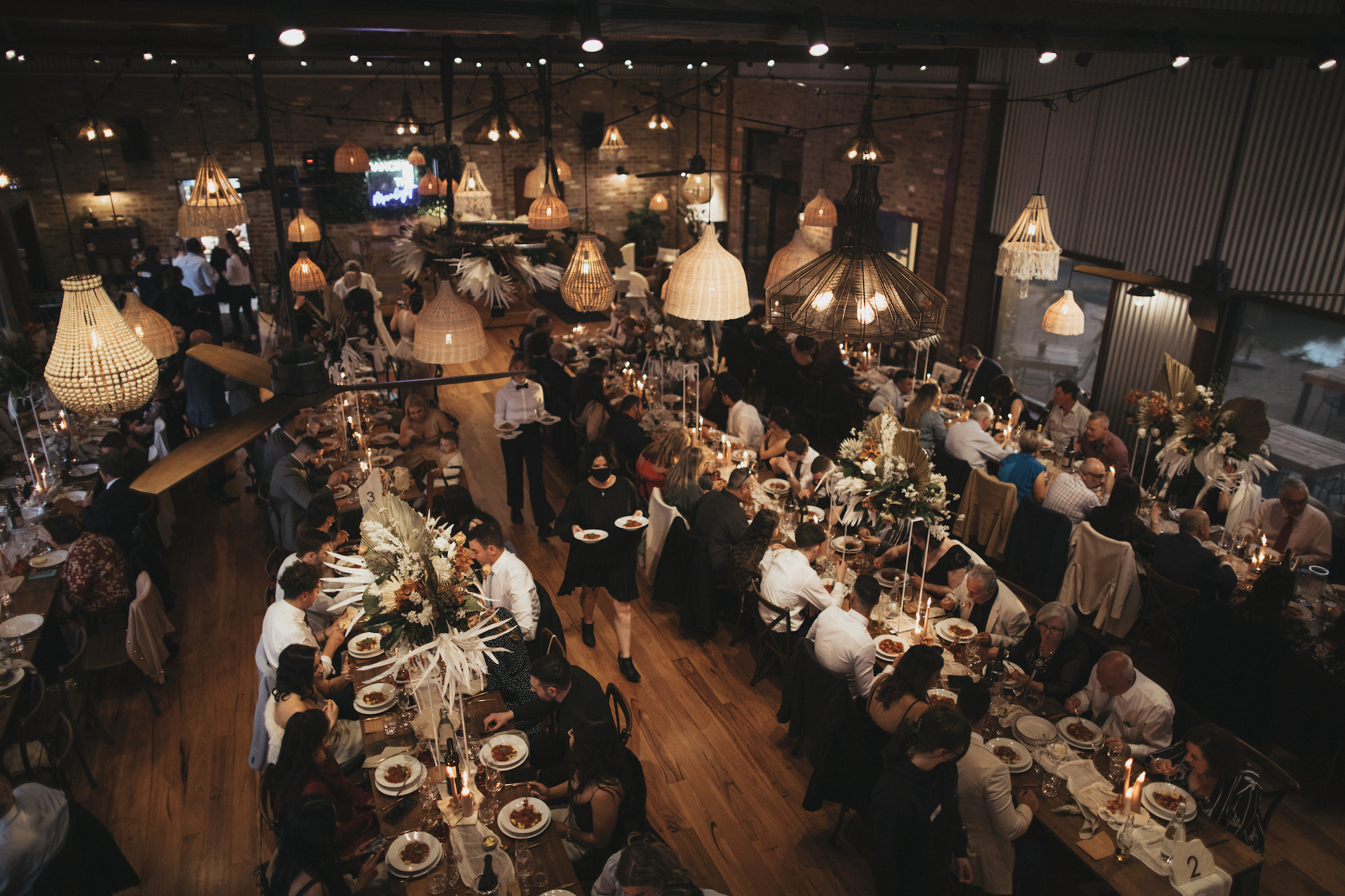 The Vine Shed is a purpose-built function centre in McLaren Vale, Fleurieu Peninsula, with modern industrial styling, ideal for wedding ceremony and reception, overlooking a lake and vineyards