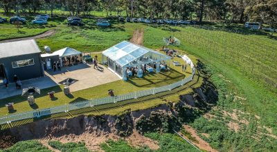 Fox Gordon Wines, Kuitpo Forest, McLaren Vale. Wedding venue offering incredible views and a space that allows for marquees