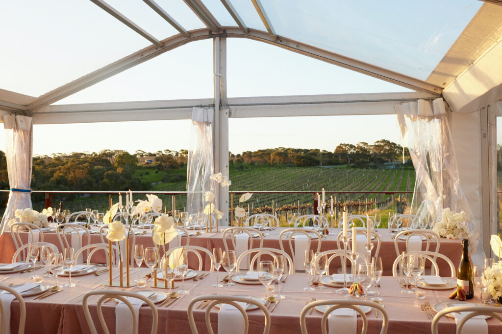 Simon Hackett Winery is a dedicated event venue in the heart of McLaren Vale, offering full-service or total dry hire options for weddings and private functions.