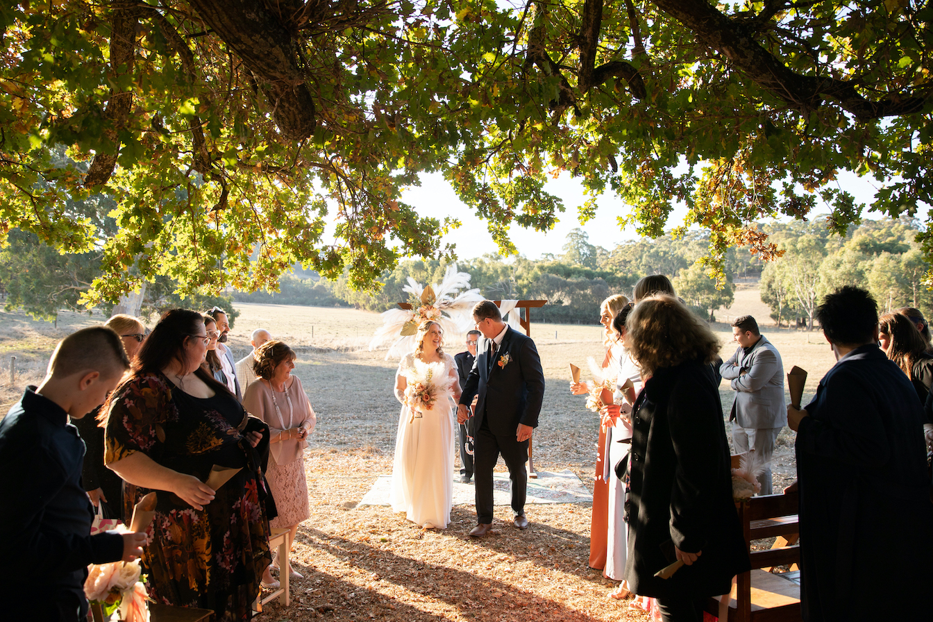 Nestled in the scenic Adelaide Hills, The Liebelt Farm is a historic dry-hire property near Littlehampton that provides couples with a peaceful backdrop for their country wedding.