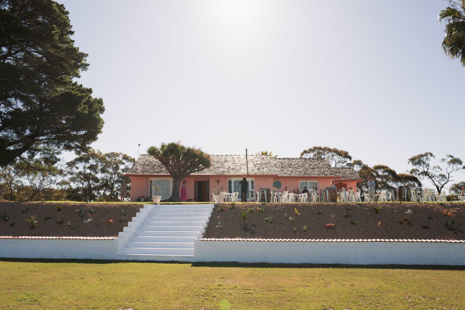Rosado is a private Barossa wedding venue with vintage Palm Springs style, open-air gardens, vineyard views, sunsets, privacy, onsite accommodation and flexible hire options.