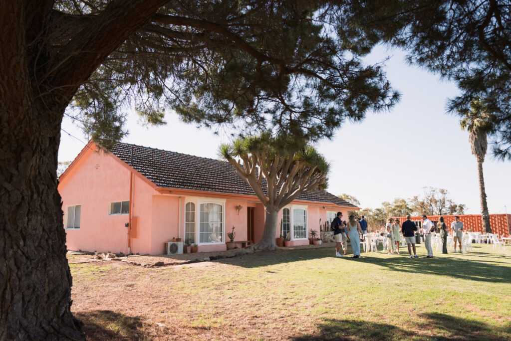 Rosado is a private Barossa wedding venue with vintage Palm Springs style, open-air gardens, vineyard views, sunsets, privacy, onsite accommodation and flexible hire options.