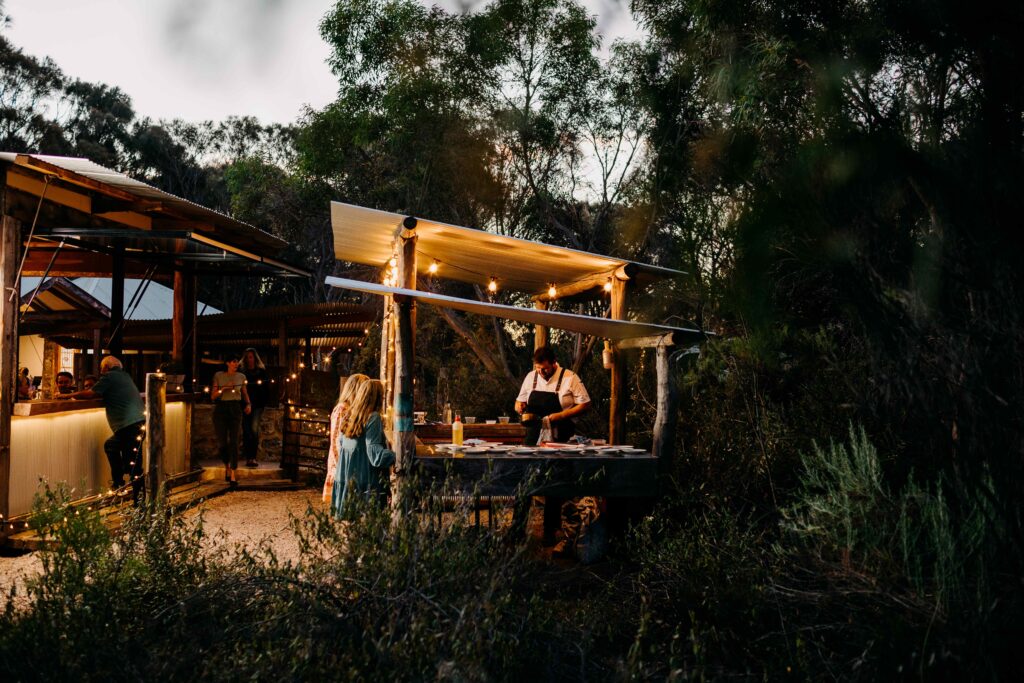 An exclusive eco-wedding venue in Coffin Bay bushland, Yarnbala offers open-air gardens, fire pit bar, and private celebrations for up to 70 guests.